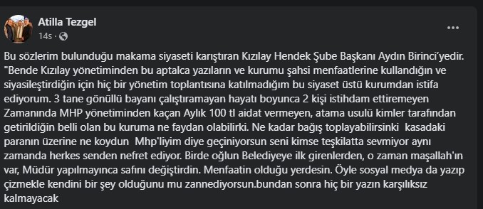 Kızılay’a Siyaseti sokan Başkana istifa tepkisi